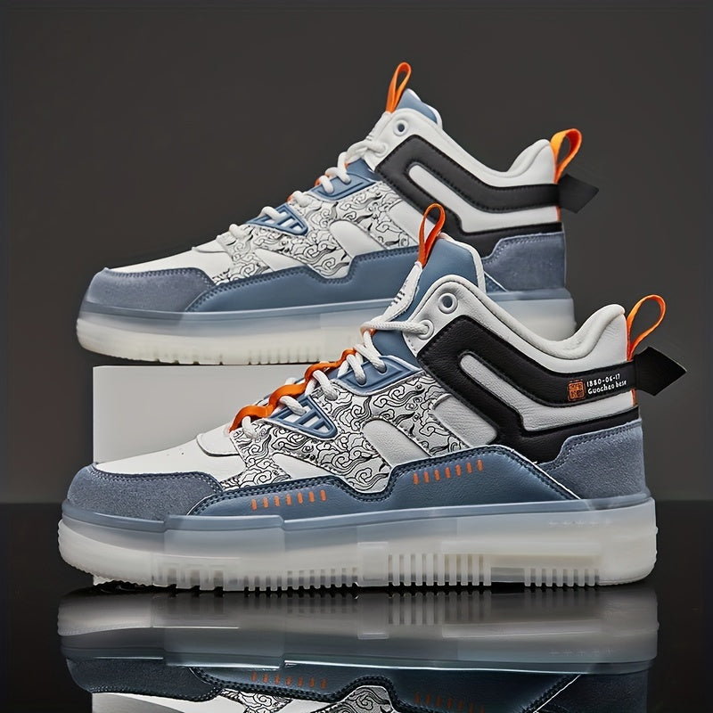Men's Cloud Print Lace-up Sneakers for Outdoor Comfort