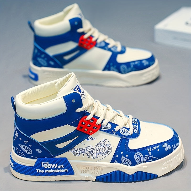 Men's High Top Graphic Skate Shoes Lace Up Sneakers