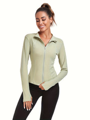 Sporty Jacket Women's Activewear Long Sleeves Full Zipper