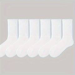6 Pairs Men's Solid Sports Socks Breathable Comfortable Athletic Running Socks