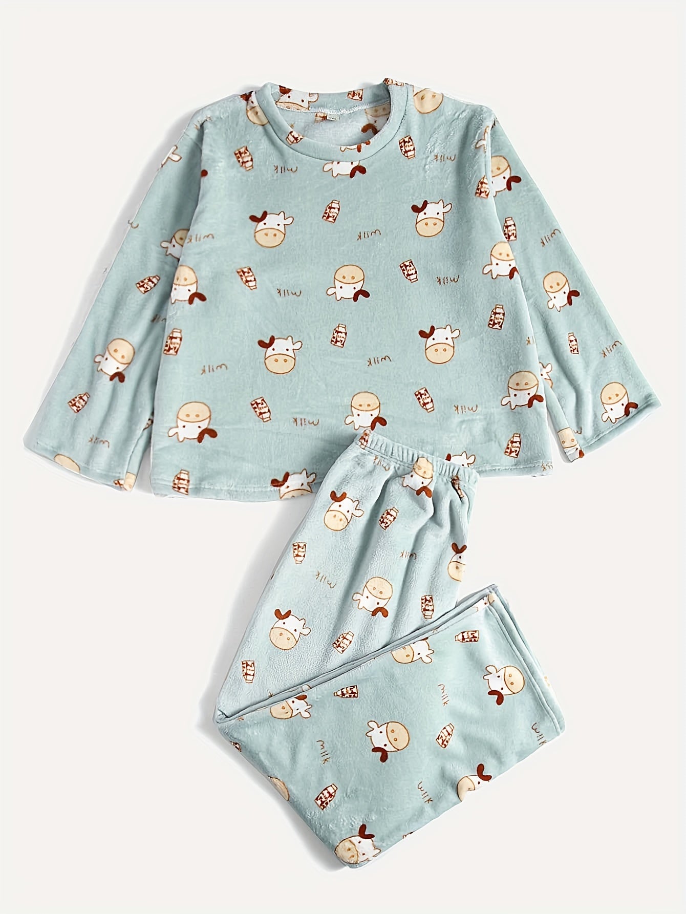 Cow & Milk Print Pajamas Set