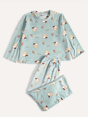 Cow & Milk Print Pajamas Set