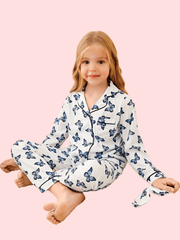 Kids 2pcs Butterfly Print Pajama Set Long Sleeve Top & Pants