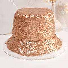 Solid Bucket Hat Autumn Winter Fleece Thickened Warm Fisherman Hat