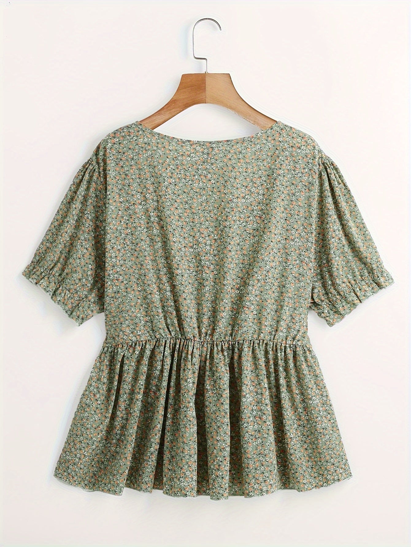 Boho Blouse Women's V Neck Knot Peplum Top