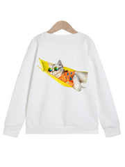 Leisure Cat Graphics Girls' Sweatshirt Pullovers For Fall Winter