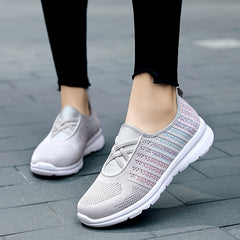 Women's Criss Cross Slip-on Walking Shoes Comfy Mesh Casual Sneakers