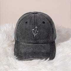 Mushroom Washed Baseball Cap Adjustable Buckle Closure Cap