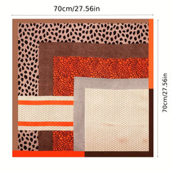 70 cm Orange Leopard Print Bandana Silk Square Scarf