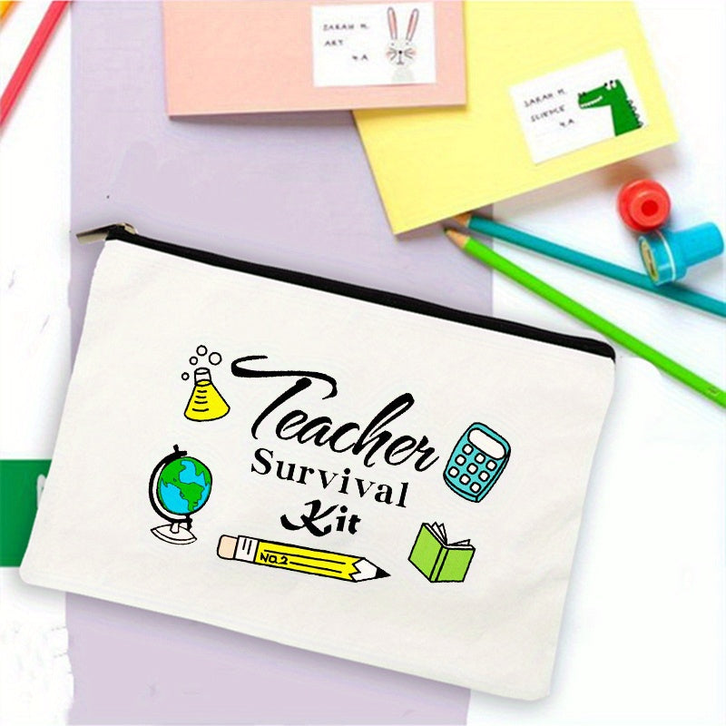 Roomy Letter Pattern Cosmetic Pouch with Zipper