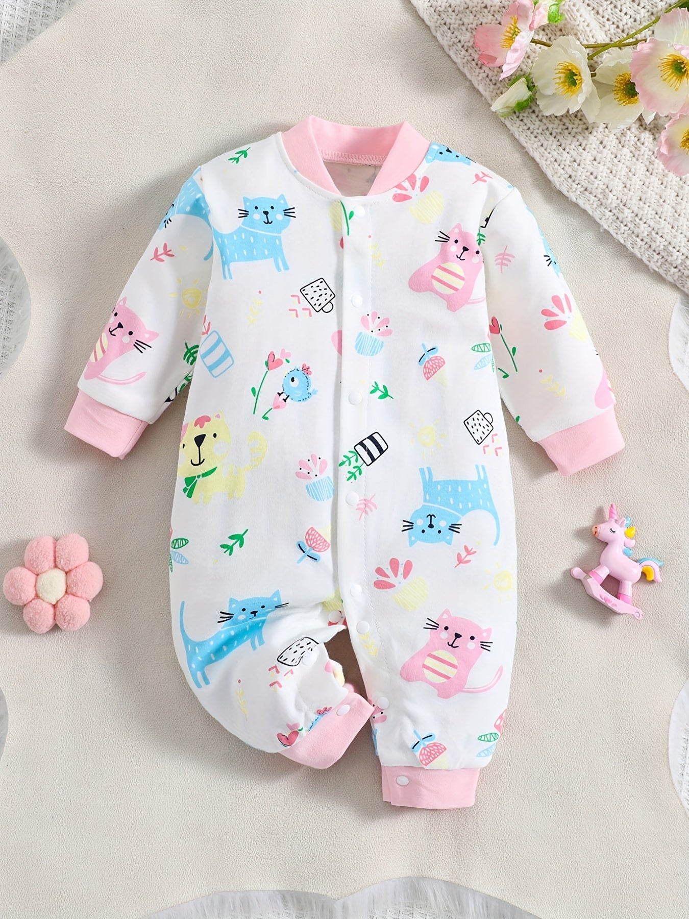 Cute Cartoon Printed Cotton Baby Romper