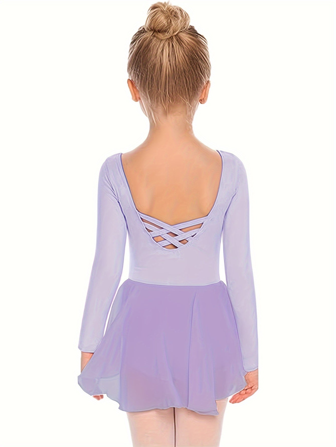 Girls Cozy Butterfly Cross Back Long Sleeve Ballet Leotard