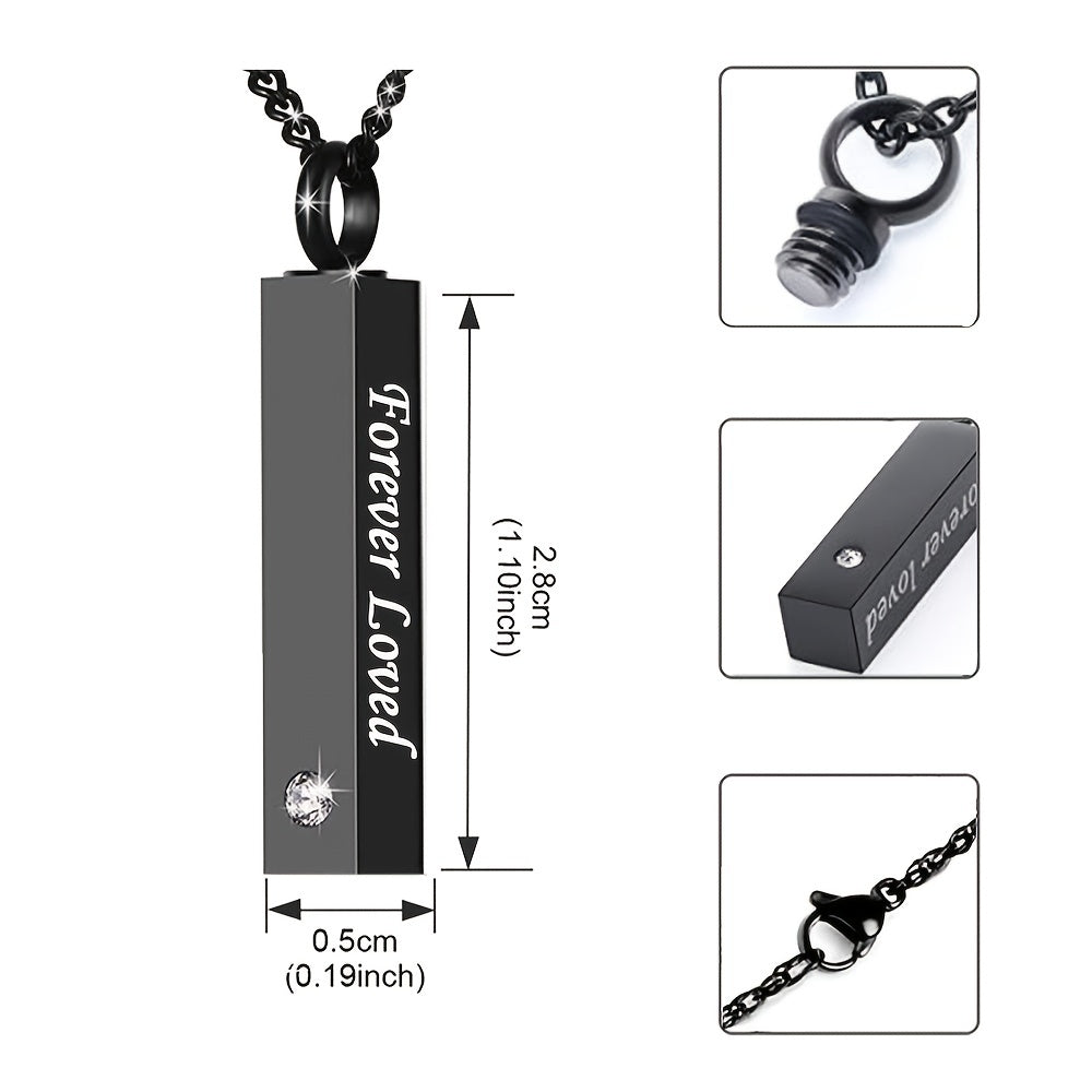 Crystal Cubic Urn Stainless Steel Locket Ashes Pendant Keepsake