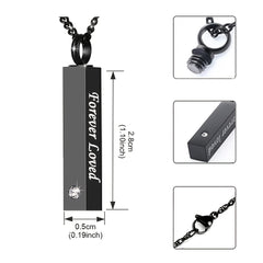 Crystal Cubic Urn Stainless Steel Locket Ashes Pendant Keepsake