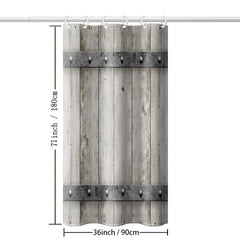Rustic Farmhouse Shower Curtain with Barn Door Design