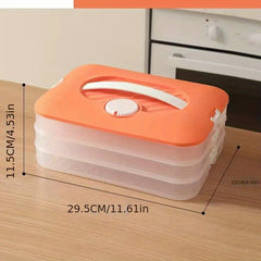 Portable 3 Layer Dumpling Box with Lid for Picnic, Camping