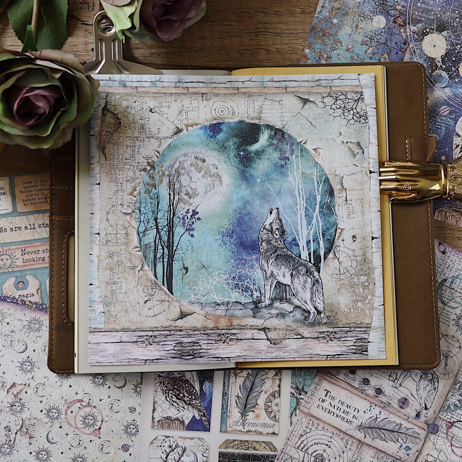 12pcs Starry Sky Animal Paper for DIY Decoration & Journaling