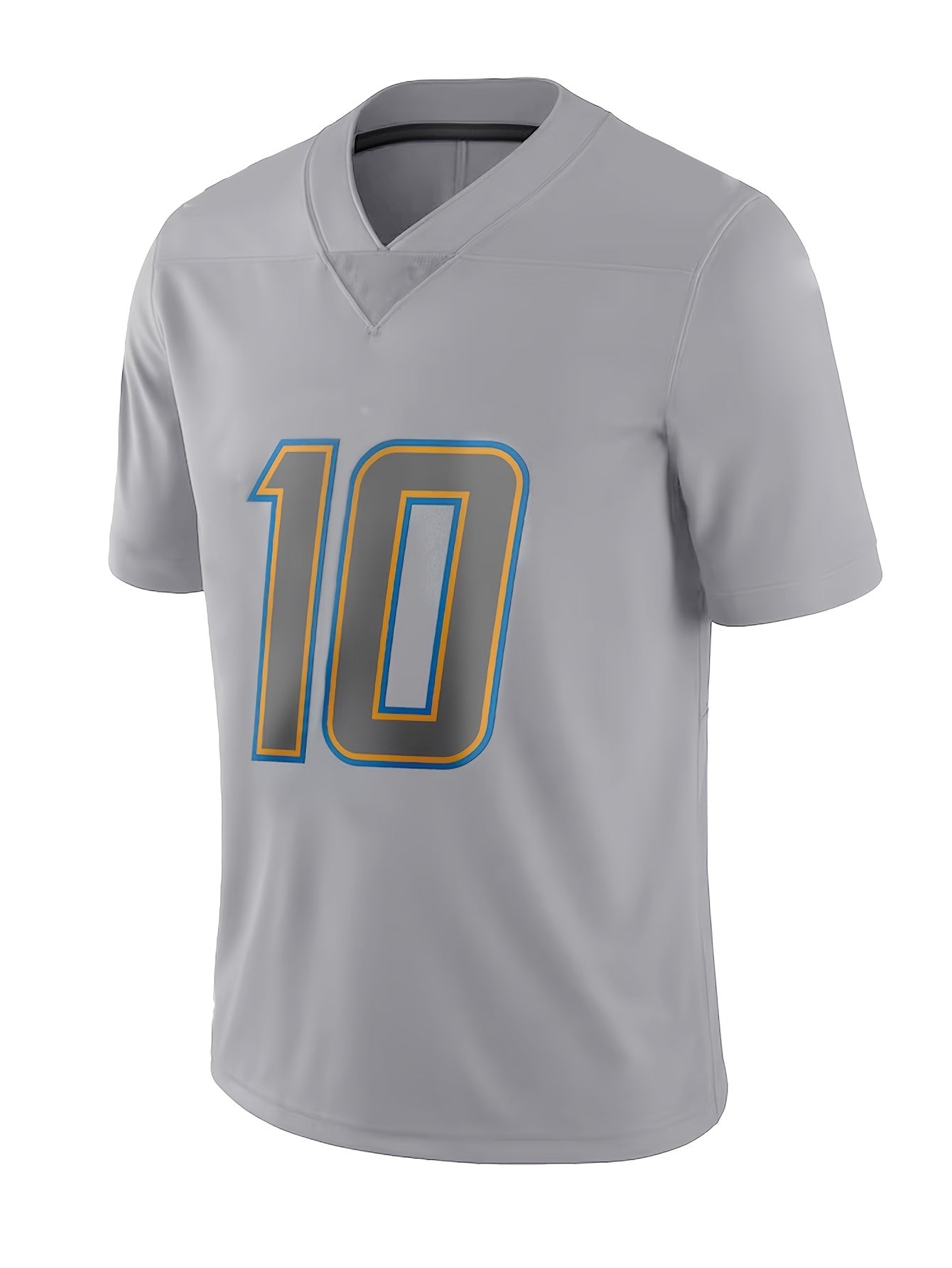 Men's Grey Football Jersey Embroidered V-Neck Shirt