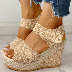 Stylish Women's Wedge Sandals with Hook & Loop Strap