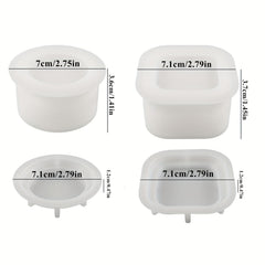 DIY Cement Jar Silicone Mold Gypsum Candle Holder With Lid Resin Mold