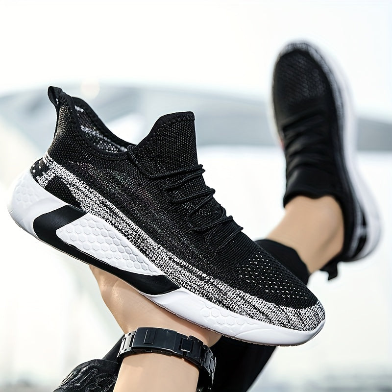 Men's Lace Up Knit Sneakers Breathable Walking Shoes