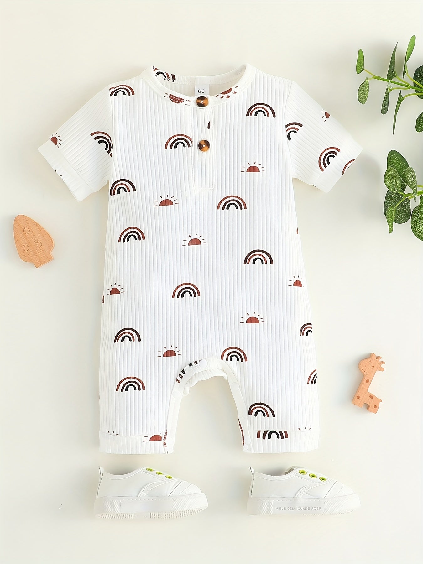 Boys Girls Cartoon Print Romper Jumpsuit Unisex Baby Clothes