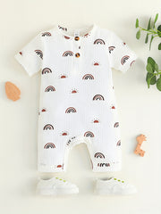 Boys Girls Cartoon Print Romper Jumpsuit Unisex Baby Clothes