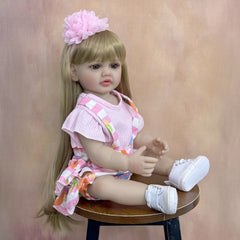 22in Reborn Baby Full Body Vinyl Newborn Girl Blonde Hair Princess Toddler