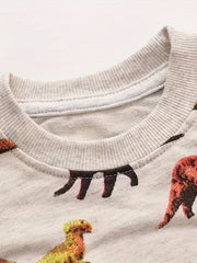 Boys Dino Print Sweatshirt Stretch Fabric
