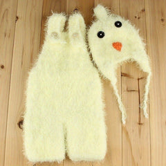 Newborn Chick Costume Crochet Romper Hat Photo Prop Outfit