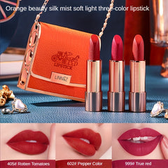 Moisturizing Lip Balm & Matte Lipstick Set in Leather Bag - Festive Gift