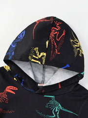 Boys Dinosaur Print Hooded Sweatshirt for Fall