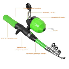 LEOFISHING Kids Fishing Starter Pole Set 4 92ft Telescopic Rod Portable Carrier