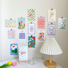 Floral Postcards Nordic Style Decorations - 48 Round Dot Stickers Included