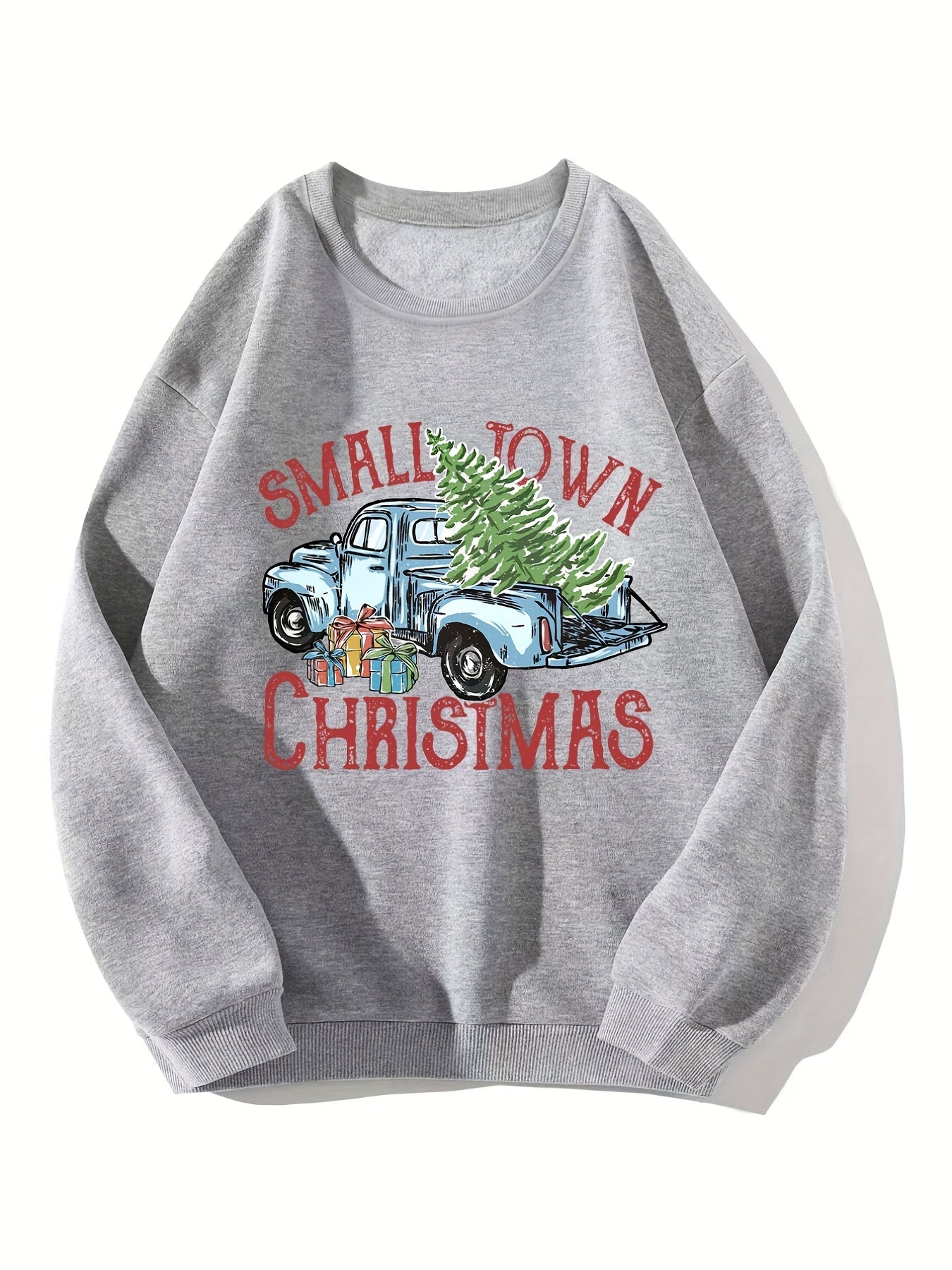 Small Town Christmas Sweatshirt Crew Neck Women's Clothing
