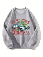 Small Town Christmas Sweatshirt Crew Neck Women's Clothing