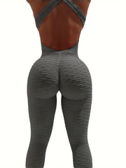 Backless Yoga Bodysuit Criss Cross Sports Jumpsuit Women's Activewear