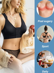Front Closure Sports Bra Hollow Solid Running Workout Bra