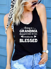 Letter Print Crew Neck Tank Top Sleeveless Summer Women's Top