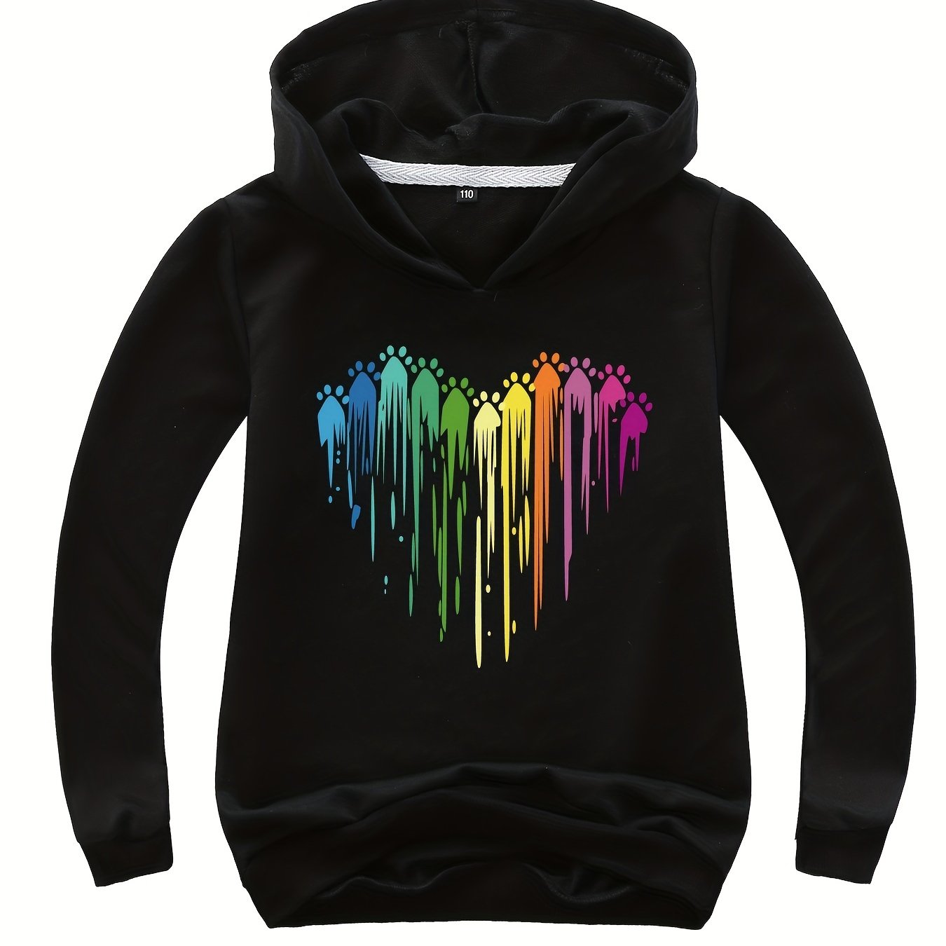 Cozy Heart & Paw Print Hoodie Pullover for Kids