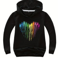 Cozy Heart & Paw Print Hoodie Pullover for Kids