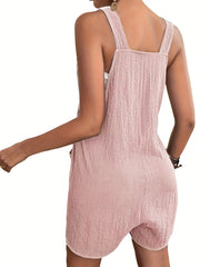 Casual Button Overall Jumpsuit For Spring & Summer Women's Clothing