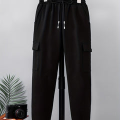 Boys Cargo Pants Elastic Waist Joggers With Pocket