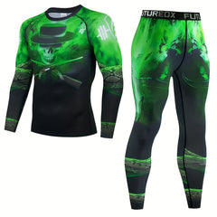 Men's Skull Compression Long Sleeve Shirt & Pants Set