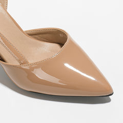 Pointed Toe Stiletto Slingback High Heels Patent Leather Sandals