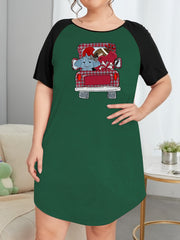 Elephant & Car Print Raglan Sleeve Nightdress