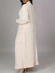 Longline Pocket Sweater Cardigan Women's Plus Medium Stretch Jacquard