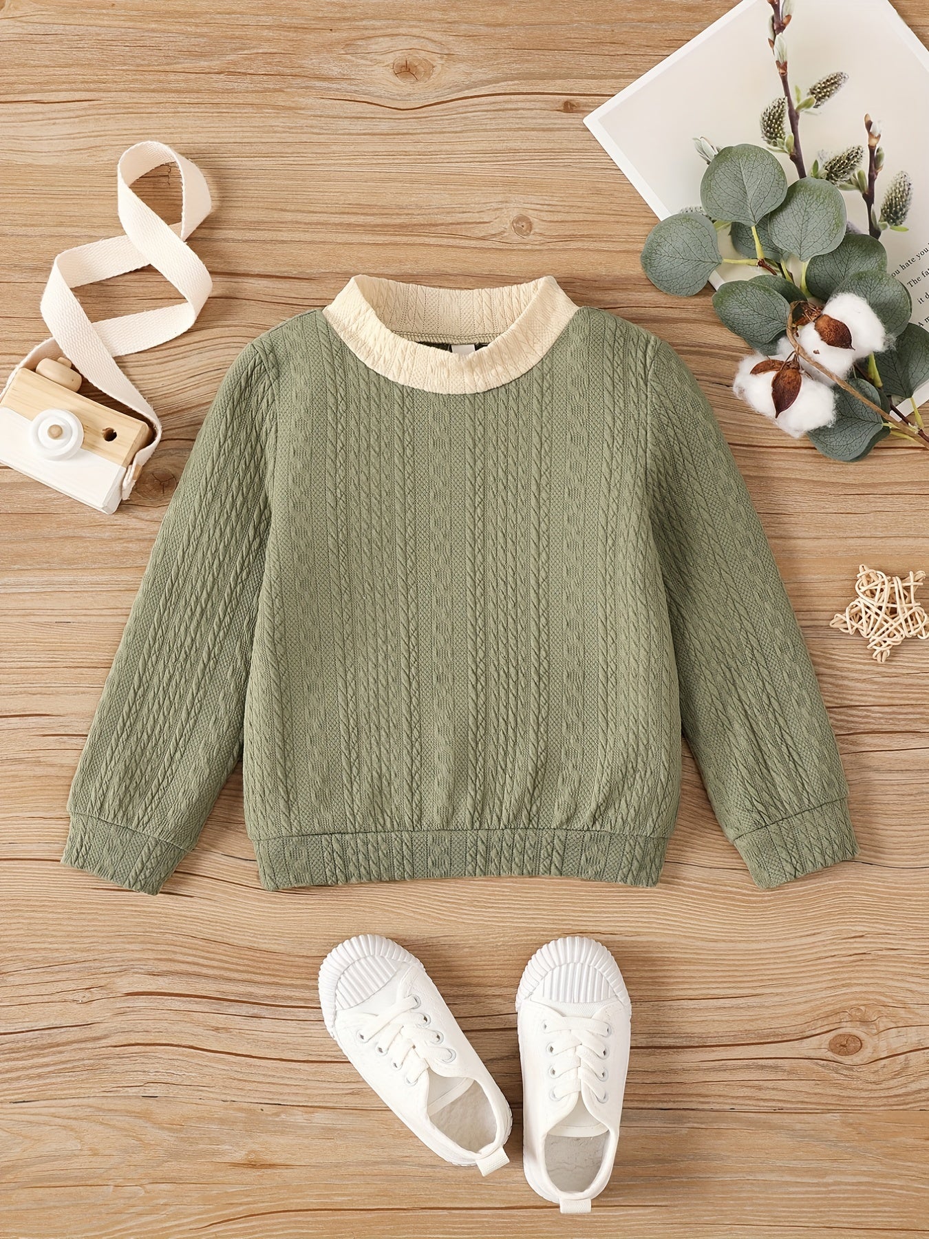 Girls' Jacquard Knit Mock Neck Sweater Tops
