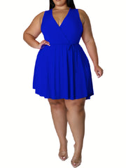 Basic V Neck Tank Knee Length Dress