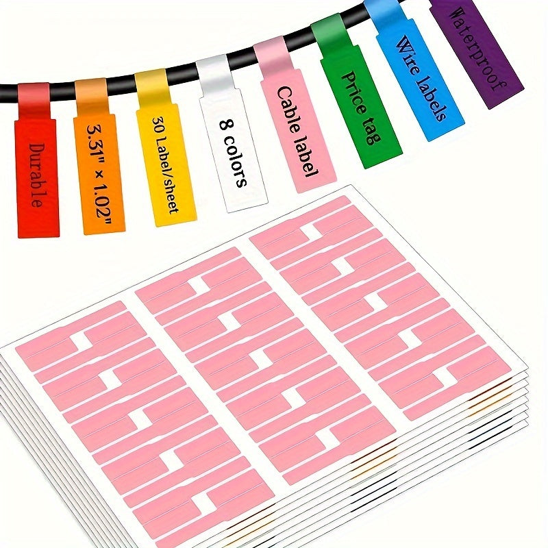 240pcs Cable Labels A4 Waterproof Tear-resistant Network Cable Stickers
